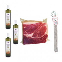 PACK 3 Olive Oil Extra + 1 Kg Iberian Ham + 1 salchichon VELA